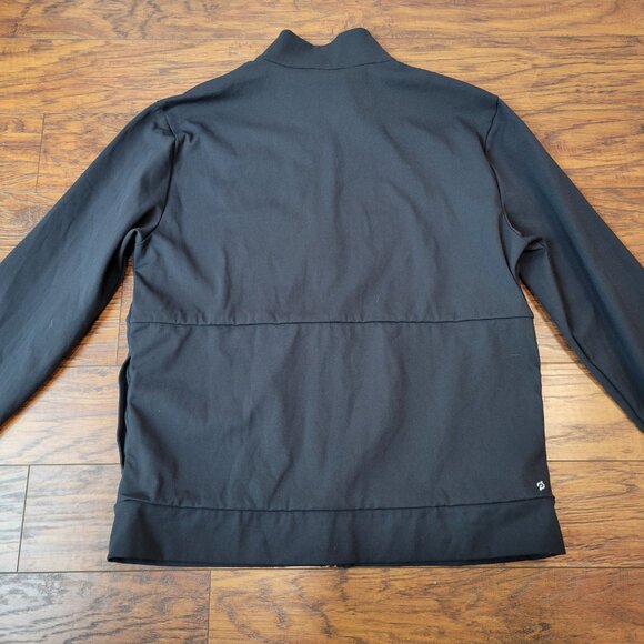 PELOTON Men's White Logo Long Sleeve Full-Zip Black Track Jacket sz L EUC Gym - Picture 4 of 5